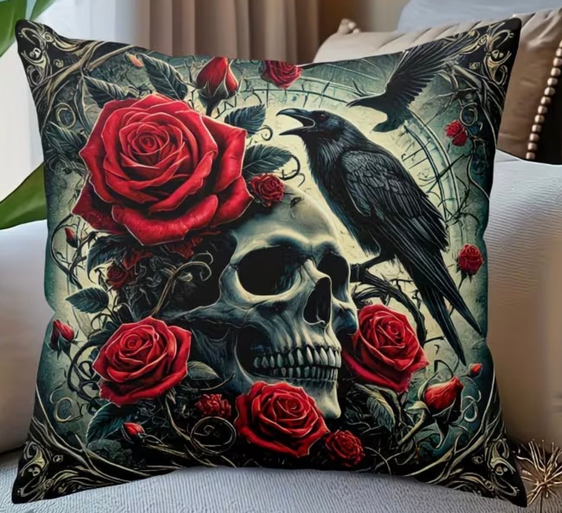 Raven & Roses – Velvet Cushion Cover