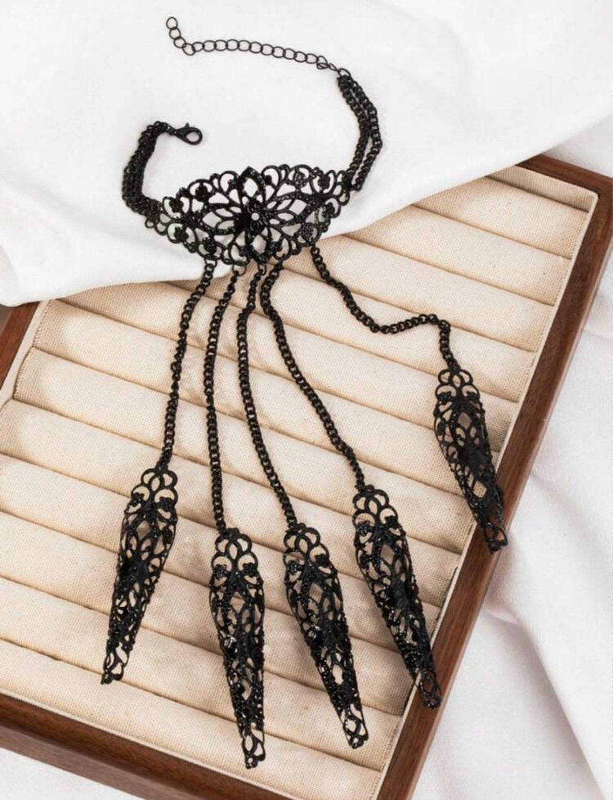 Gothic Black Filigree Hand Armour with Finger Claws