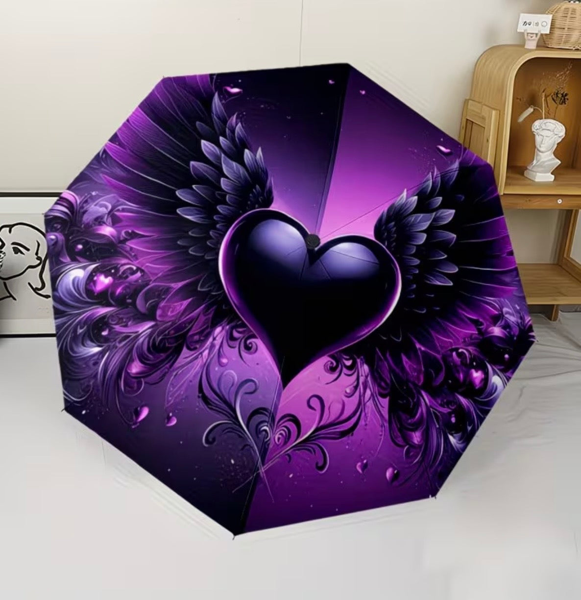 Dark Romance Winged Heart Automatic Umbrella