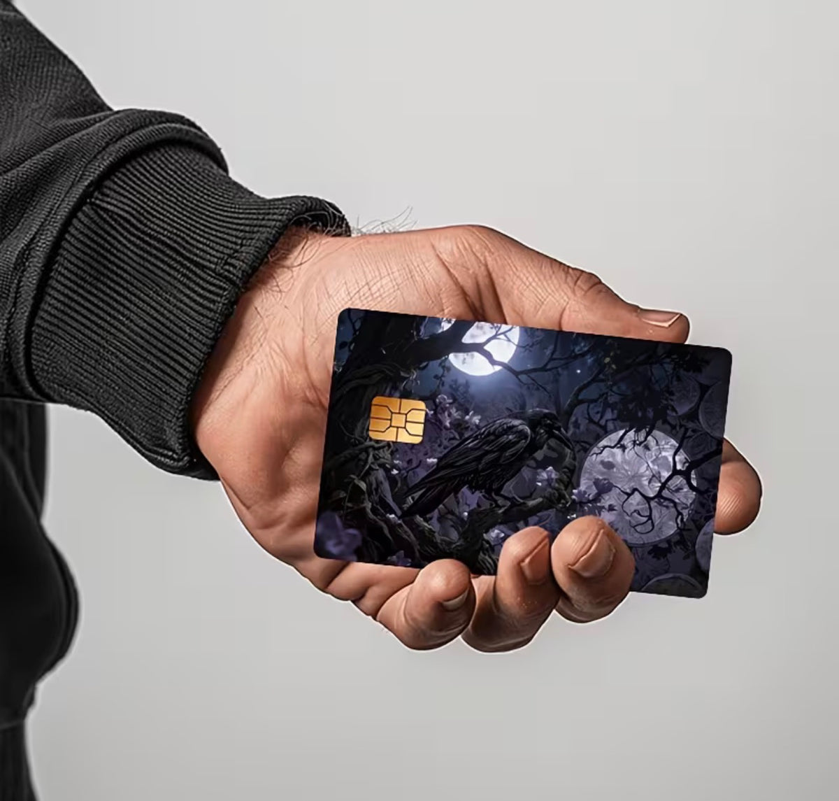 Raven & Purple Blooms Bank Card Skin
