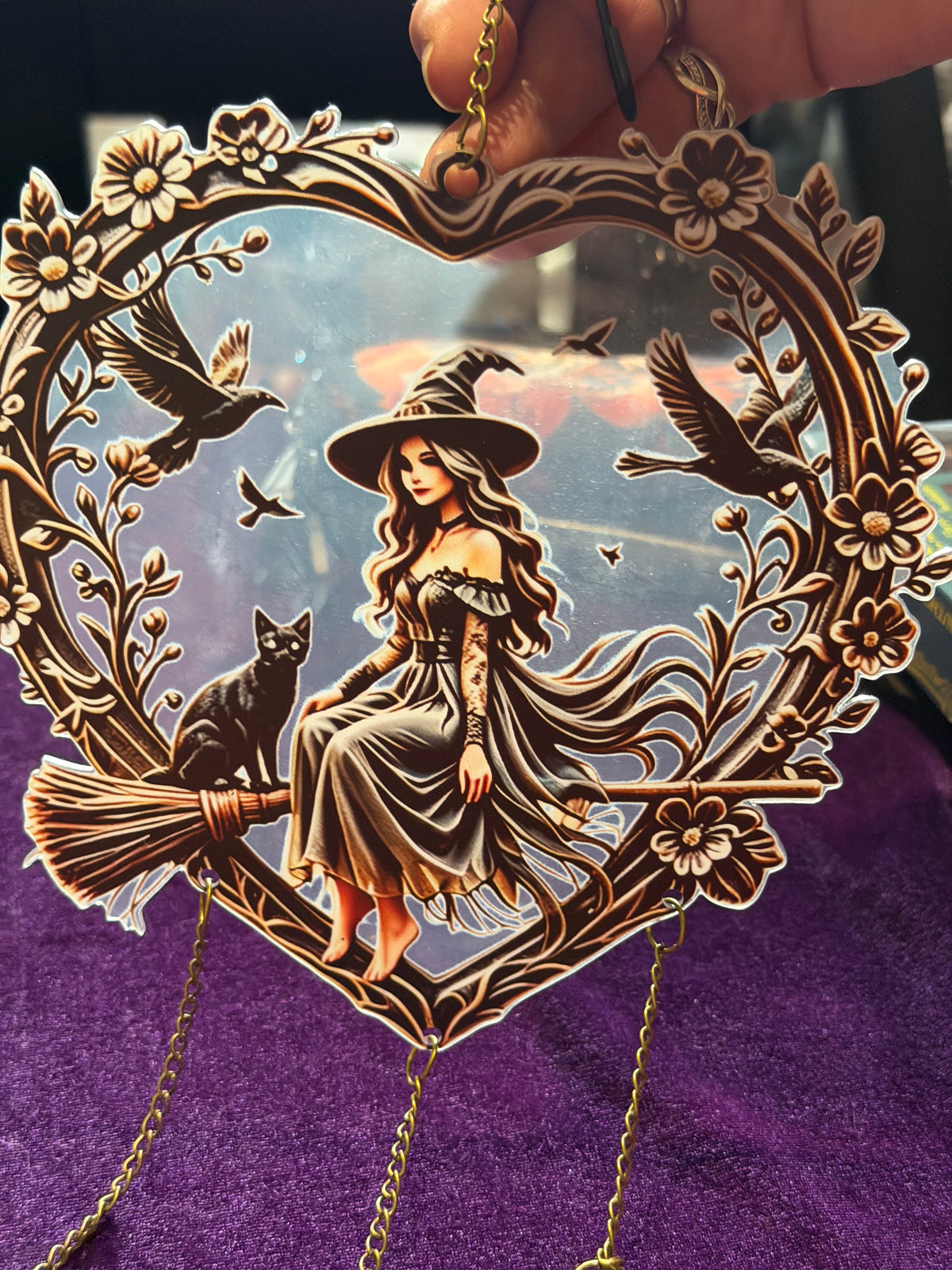 Witch & Familiar Triple Bell Wind Chime