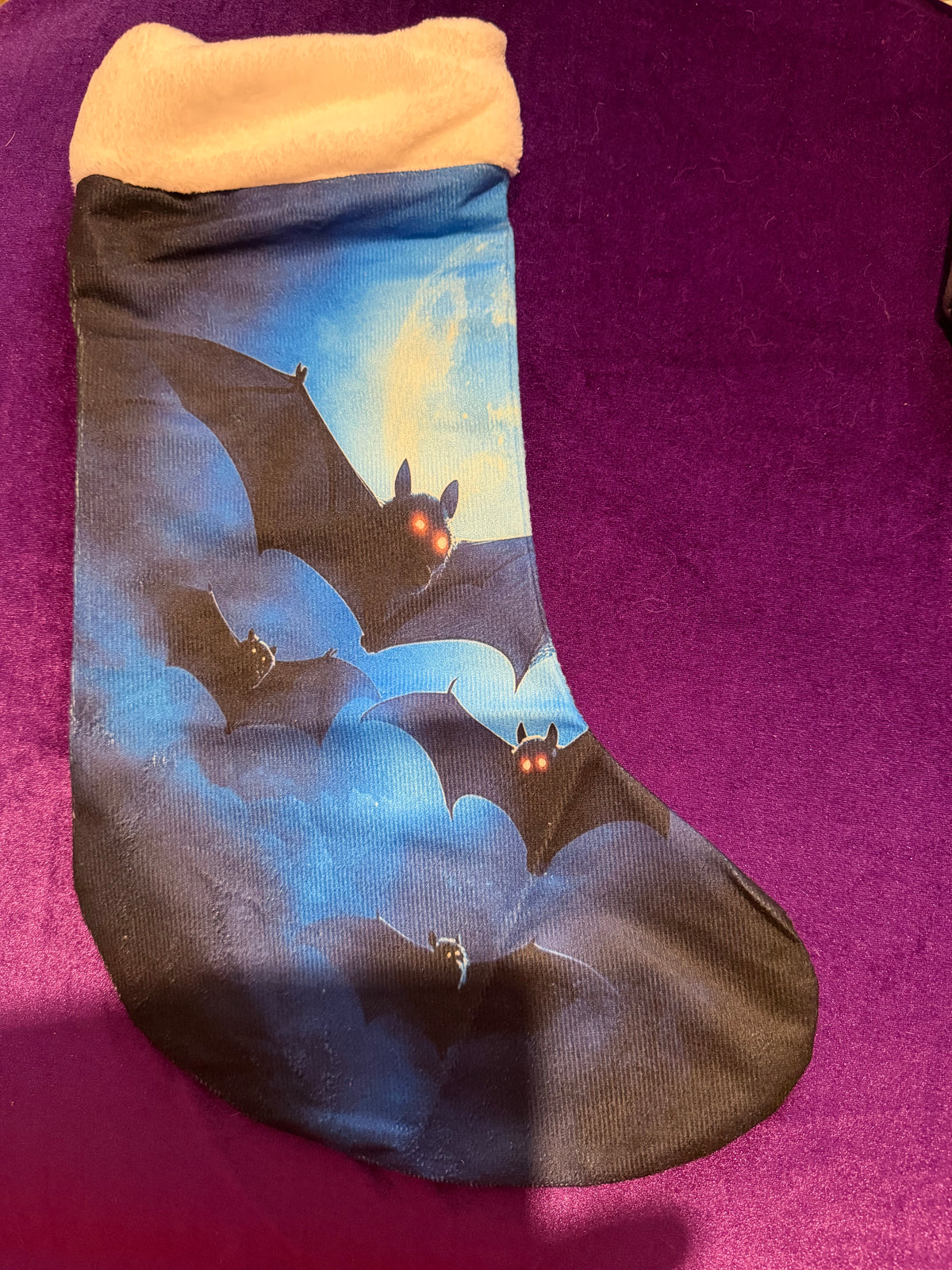 Midnight Bats Velvet Yule Stocking
