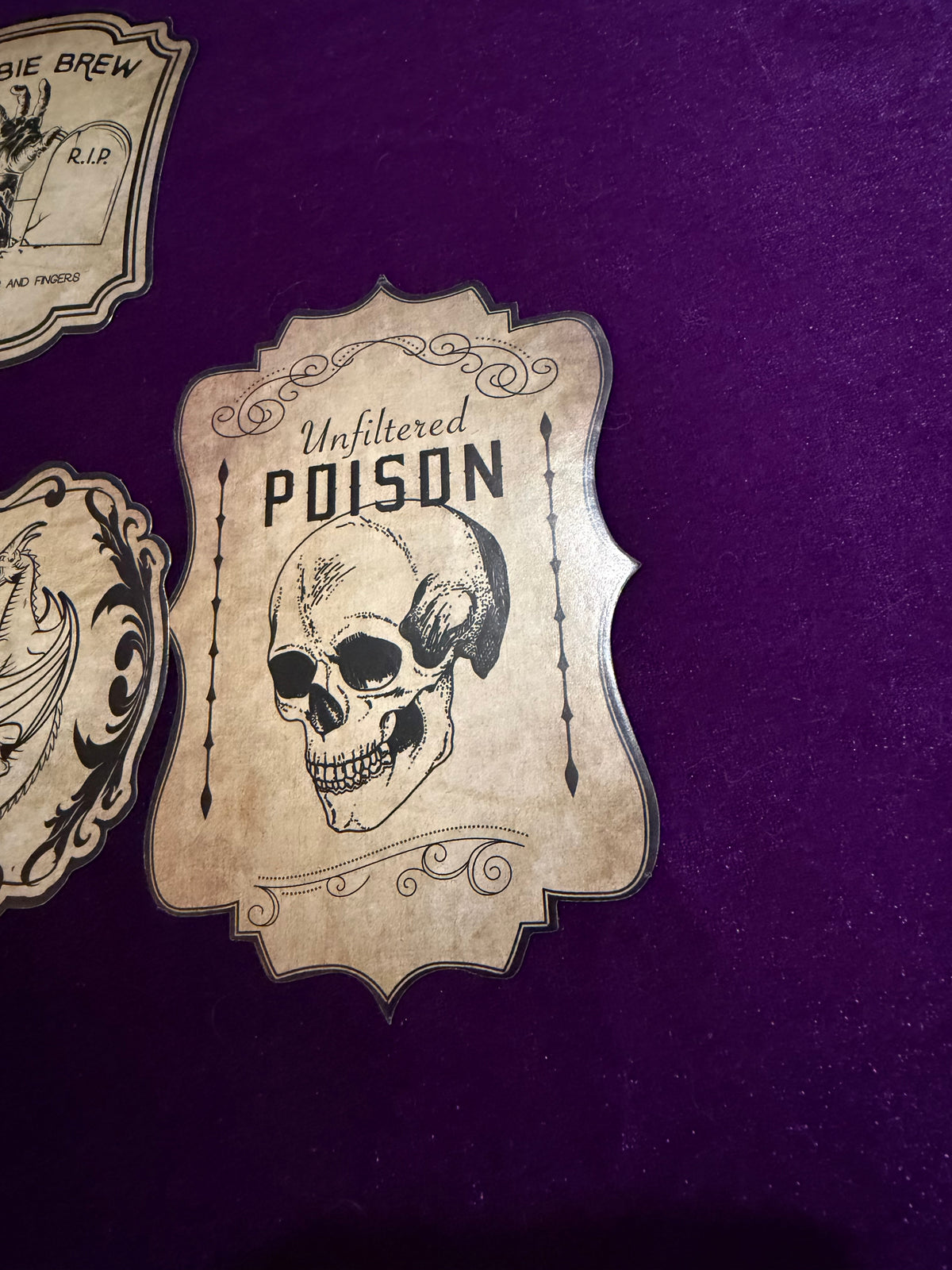 Large Vintage Gothic Wine Bottle Labels – Set of 5