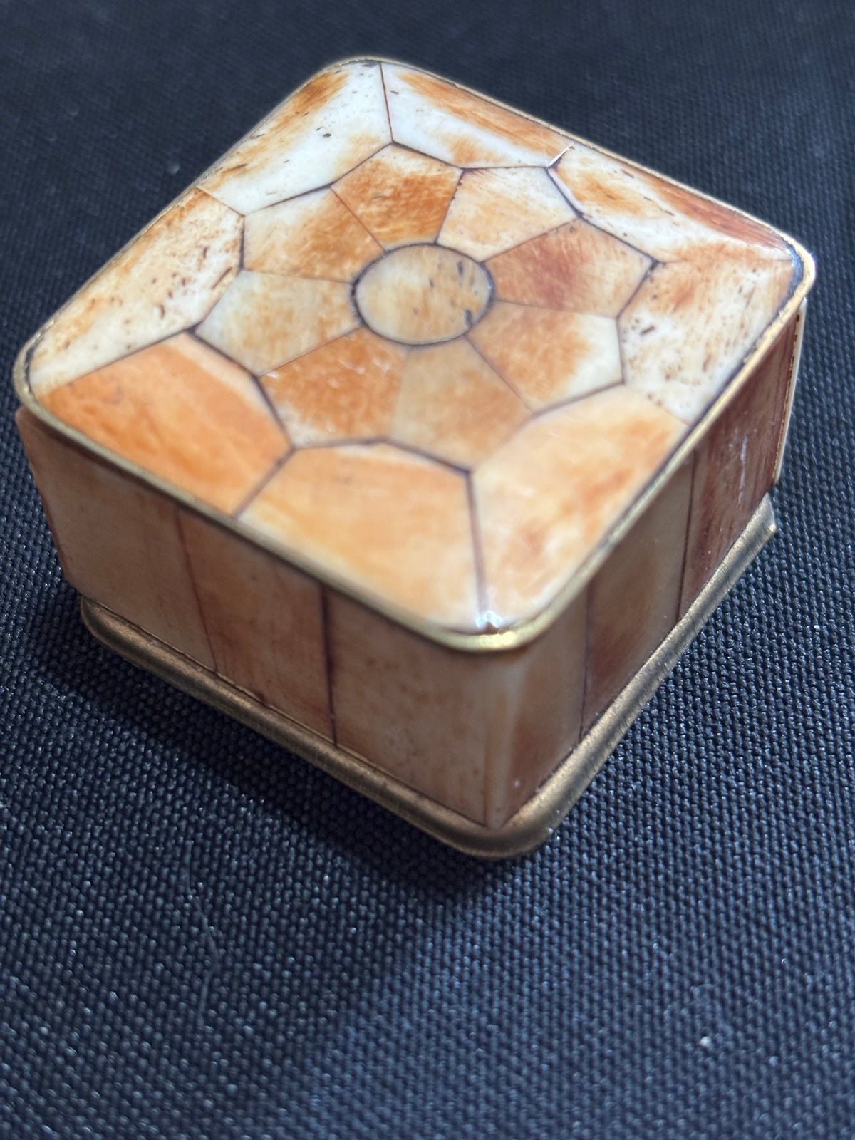Set of Three Vintage Indian Bone & Brass Pill Boxes