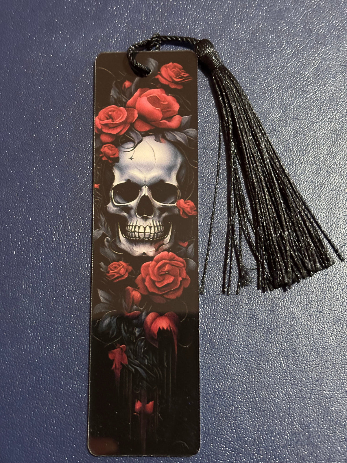 Skulls & Roses Acrylic Bookmark with Silk Tassel
