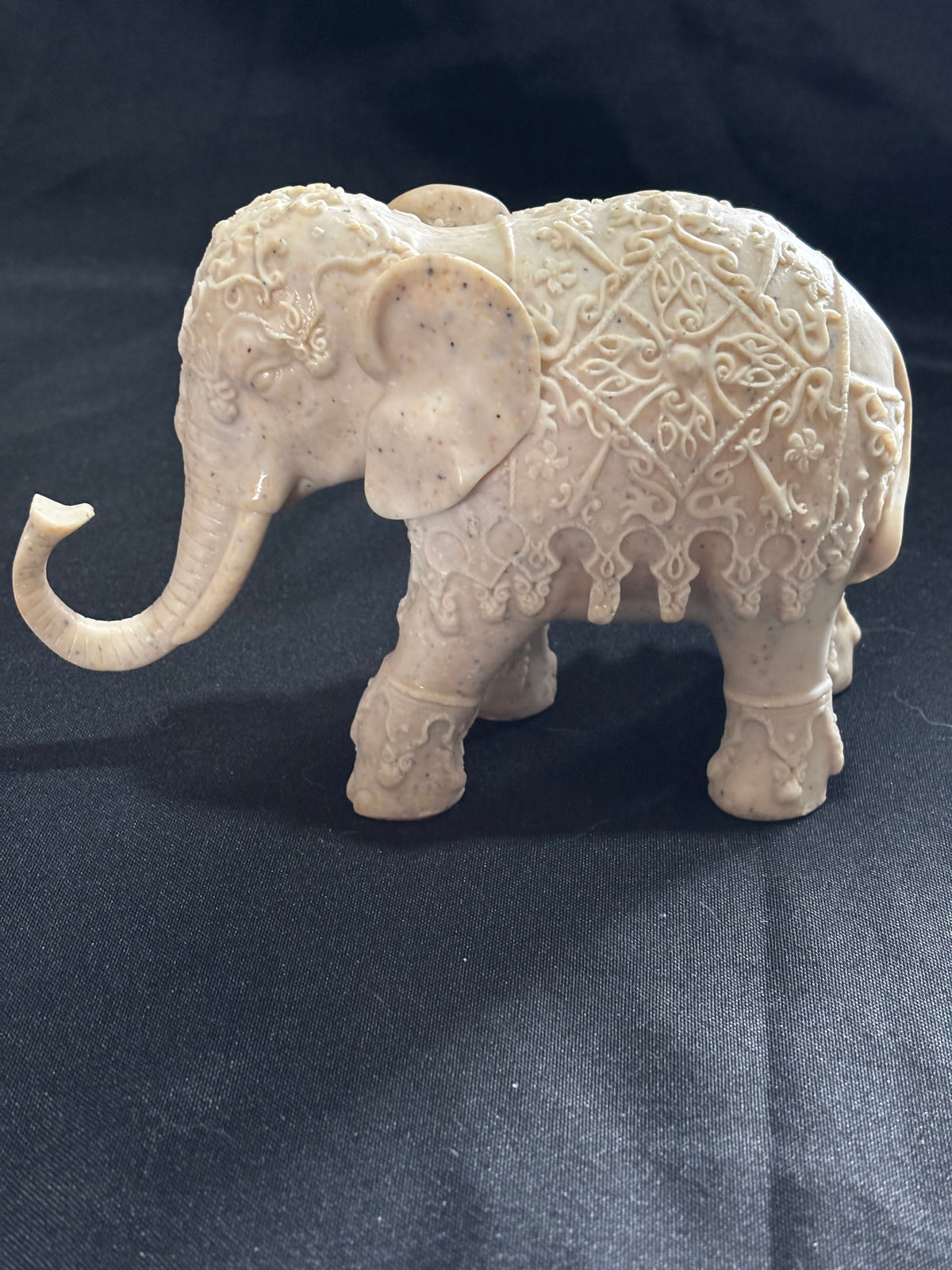 Vintage Ornate Faux-Ivory Ceremonial Elephant