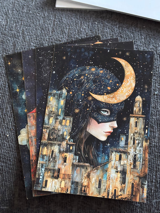 Celestial Dreamscape Mini Art Print Set (4 Pack)