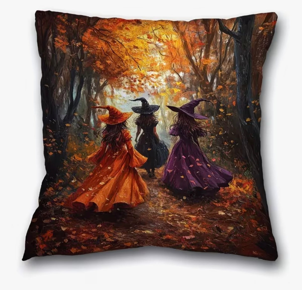 Autumn Witches Velvet Cushion Cover
