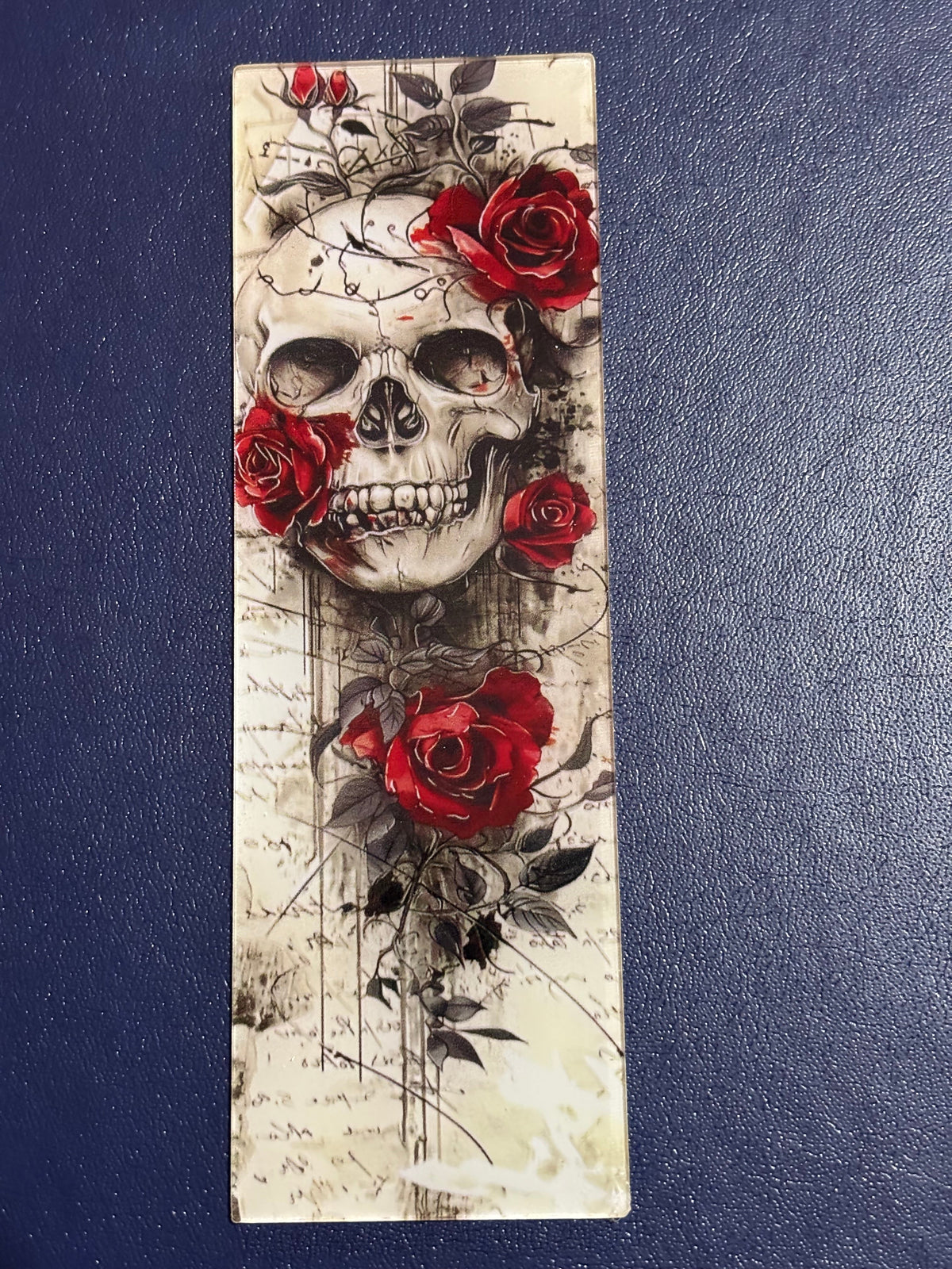 Skull & Flowers Acrylic Bookmark 1