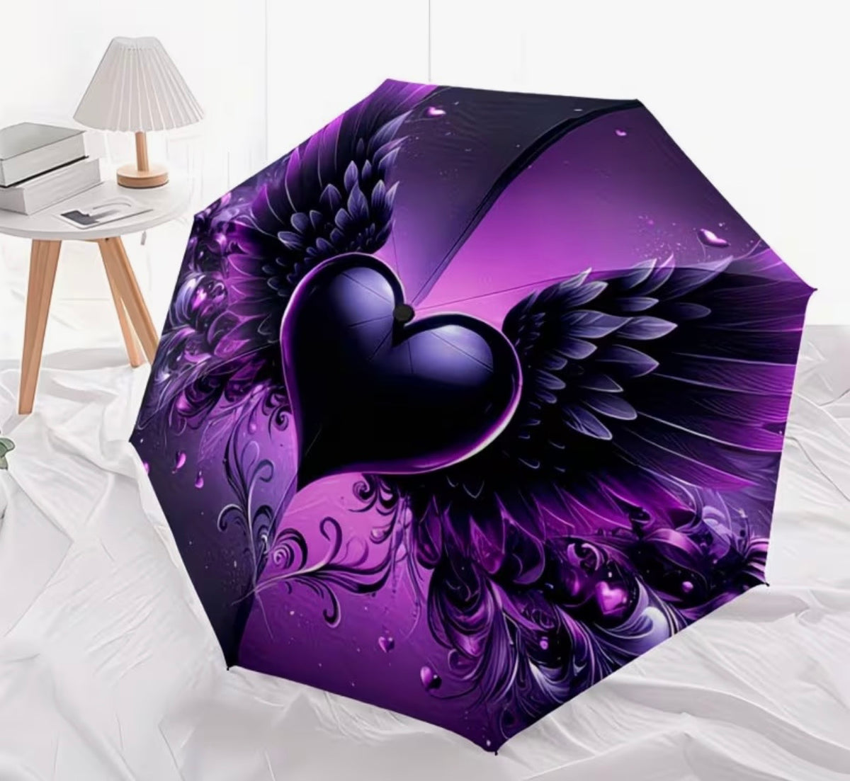 Dark Romance Winged Heart Automatic Umbrella