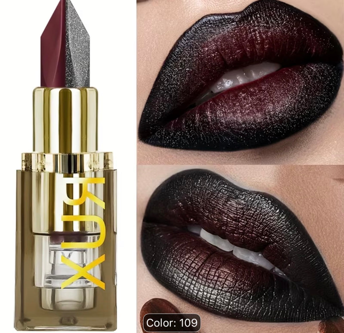 KAILIJUX Double-Ended Gothic Lipstick – Red & Black Pearl