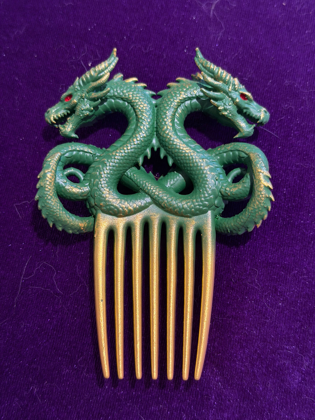 Gothic Double Green Dragon Hair Comb