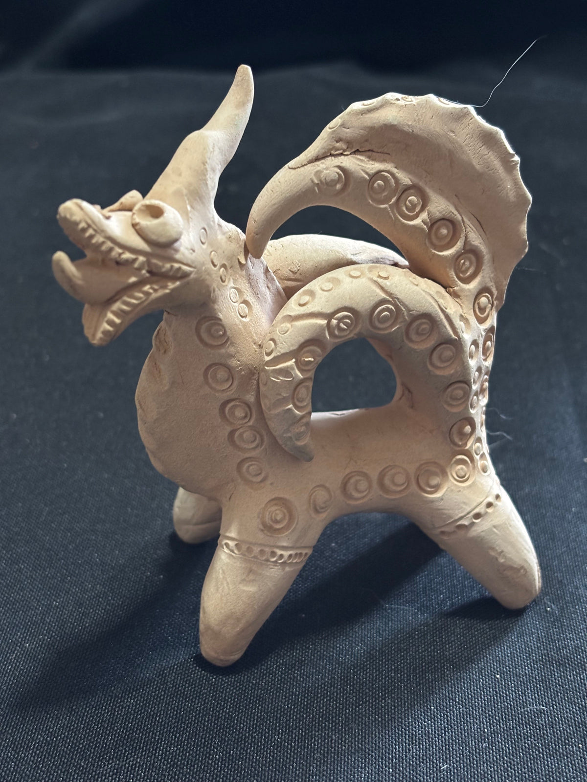 Handmade Vintage Uzbek Handmade Clay Dragon Figurine