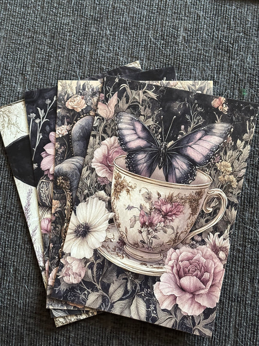 Gothic Butterfly & Apothecary Mini Art Print Set (4 Pack)