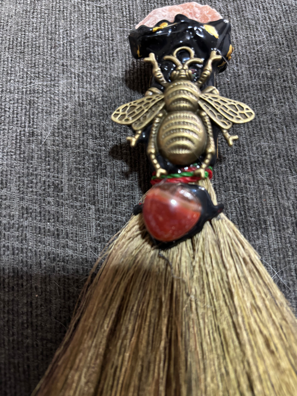 Peach Moonstone & Carnelian Bee Altar Broom