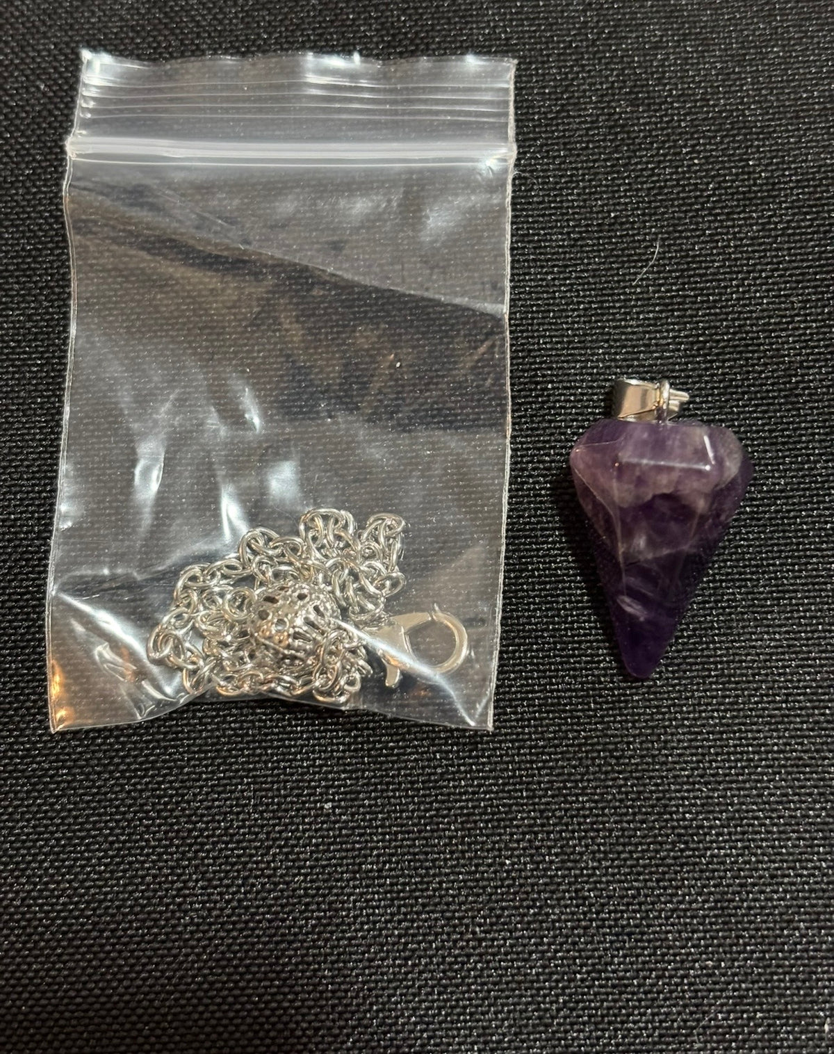Faceted Amethyst Dowsing Pendulum with Silver-Tone Chain