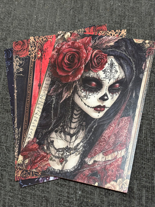 4 Sugar Skull Woman Mini Art Prints