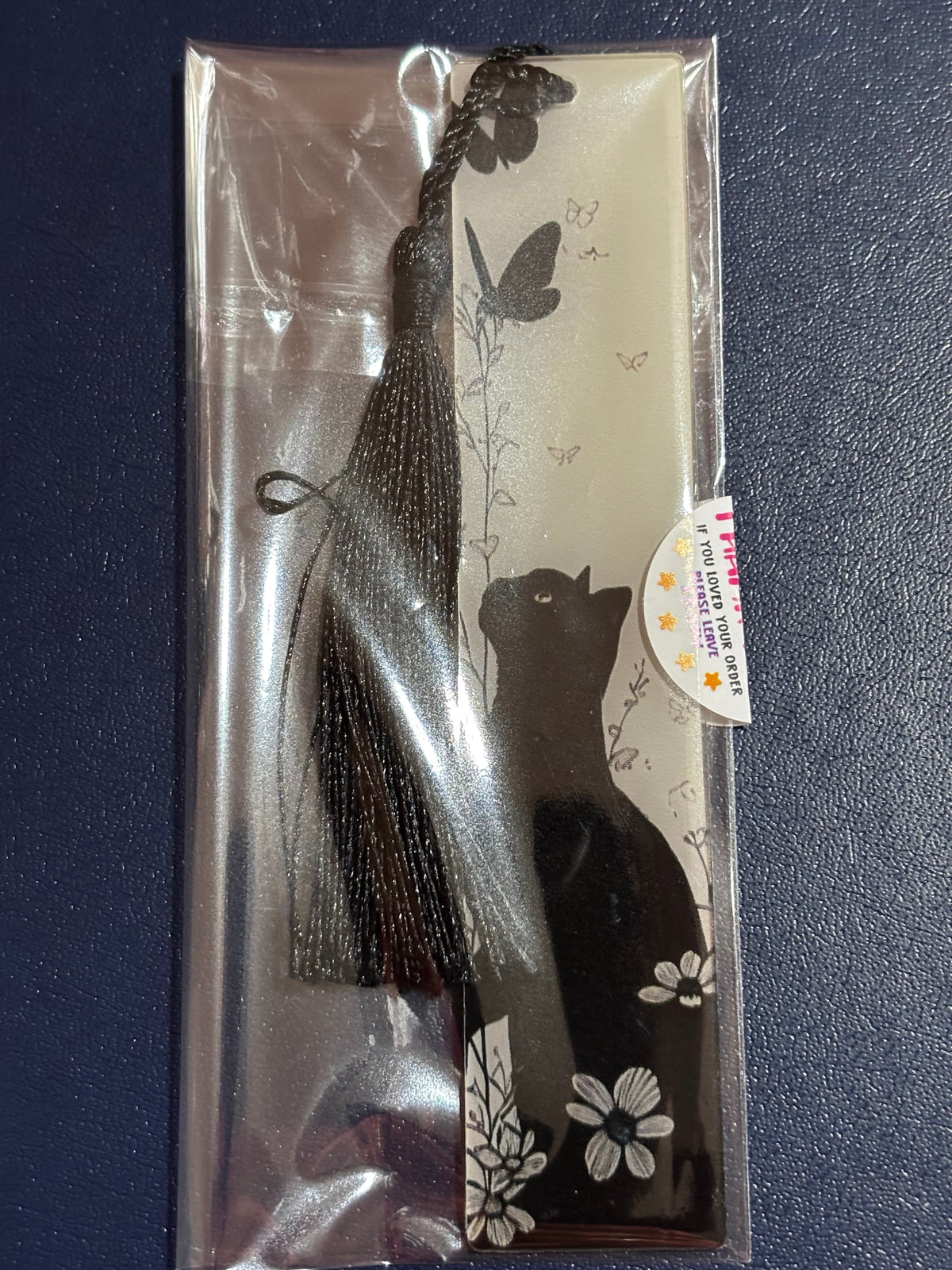 Cats & Feathers Acrylic Bookmark with Silk Tassel