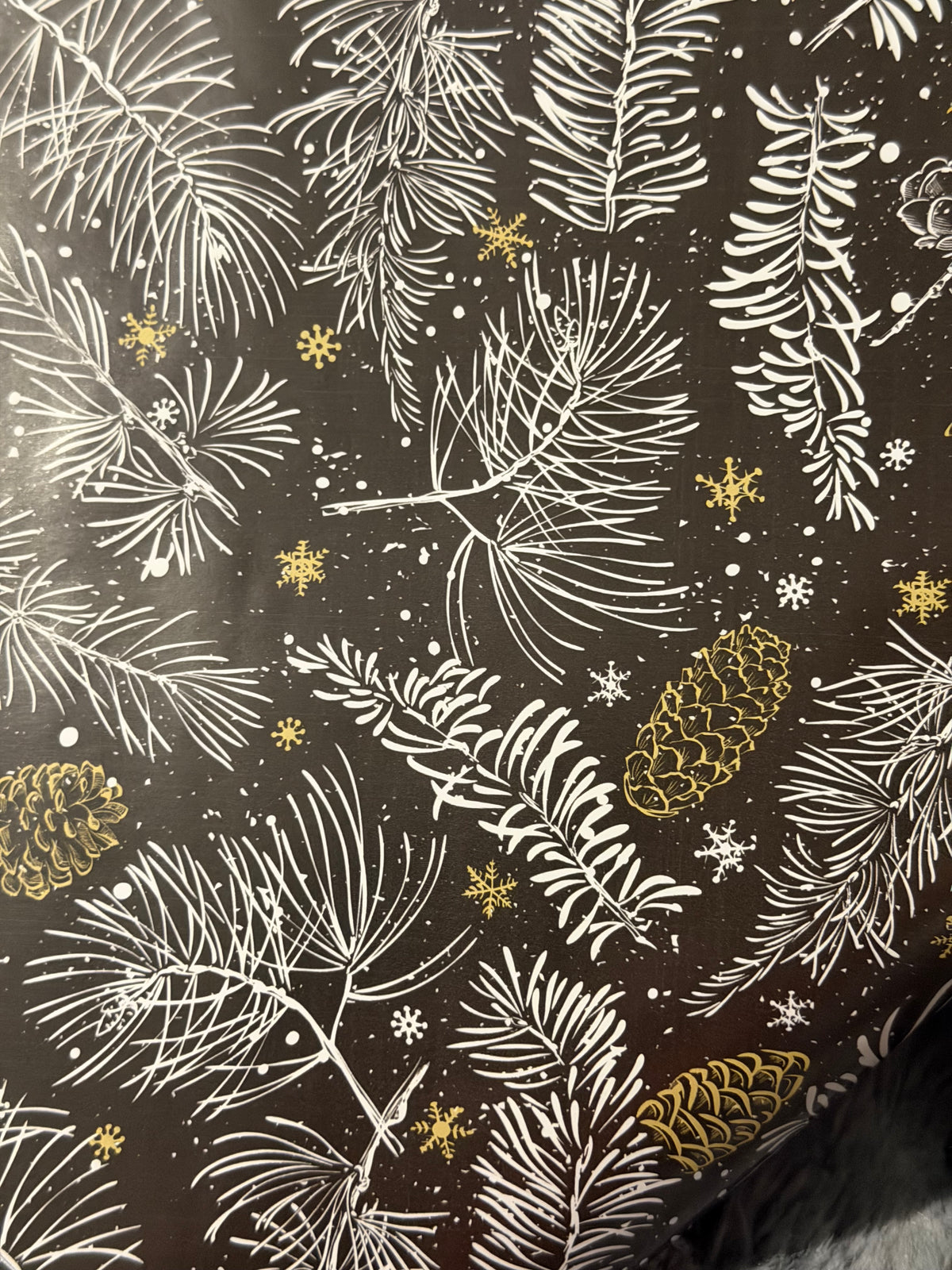 Midwinter Pines — Black, White & Gold Premium Wrapping Paper — 5 Metre Roll