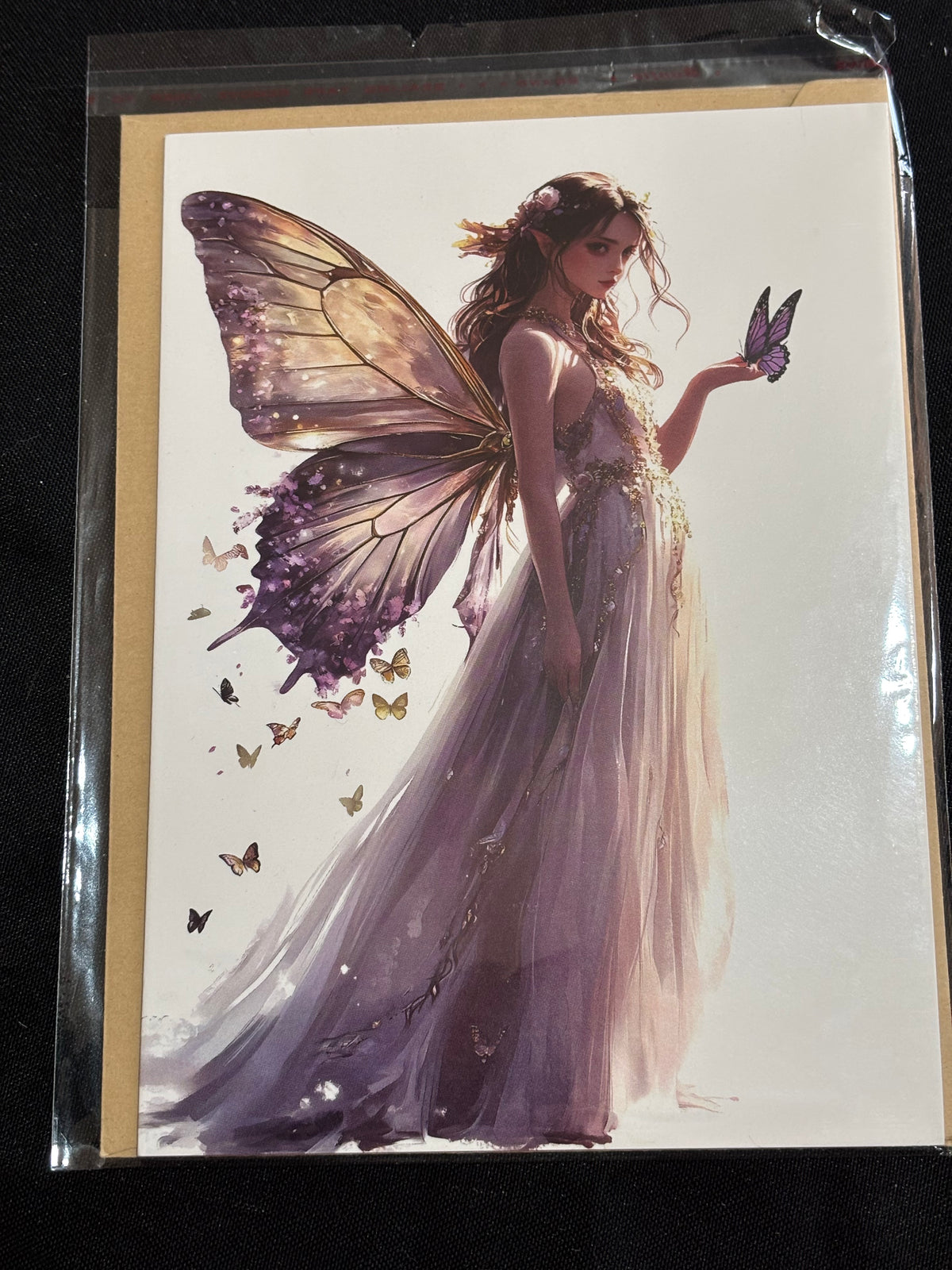 Amethyst Butterfly Fairy – Large 7 × 5 Greeting Card