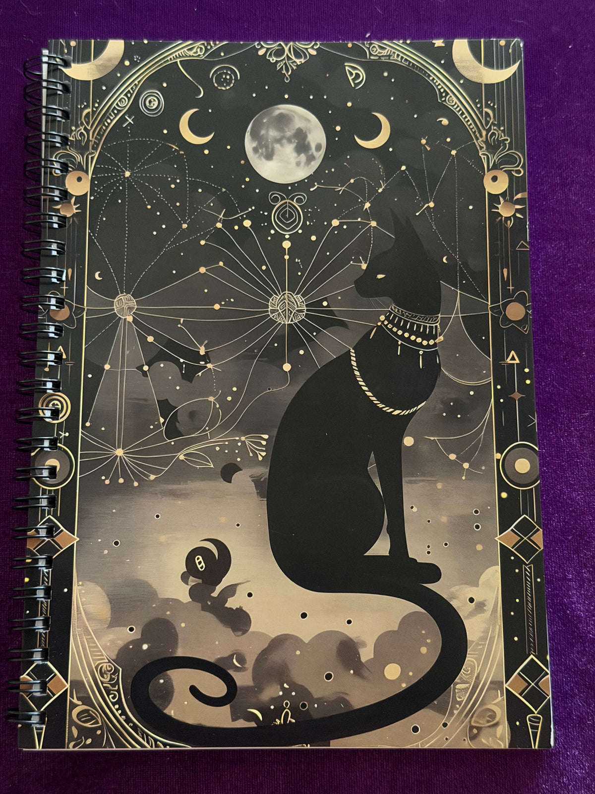 Black Cat Celestial Notebook — Blank Pages