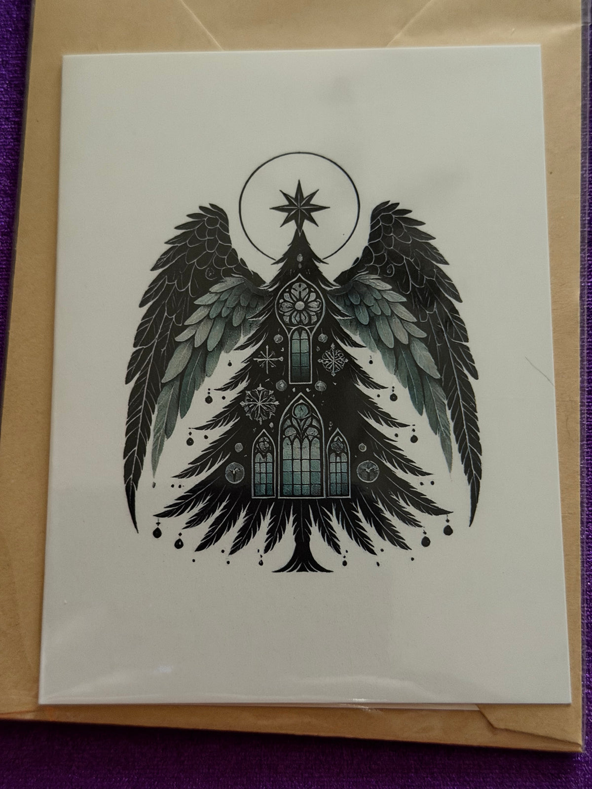 Angel Wing Christmas Tree Card