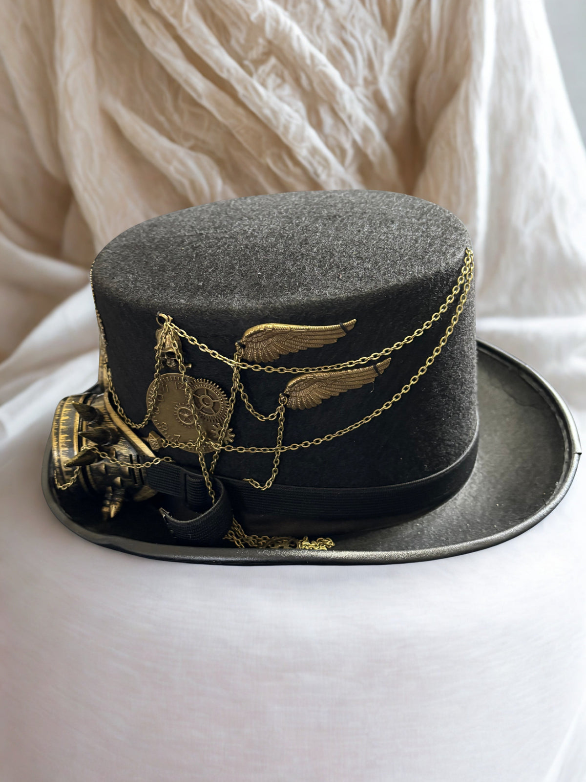 Gothic Steampunk Top Hat with Goggles