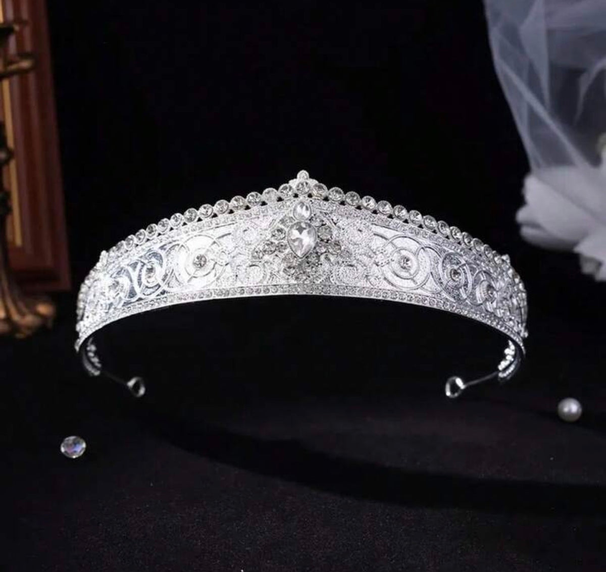 Baroque Crystal Scrollwork Bridal Tiara