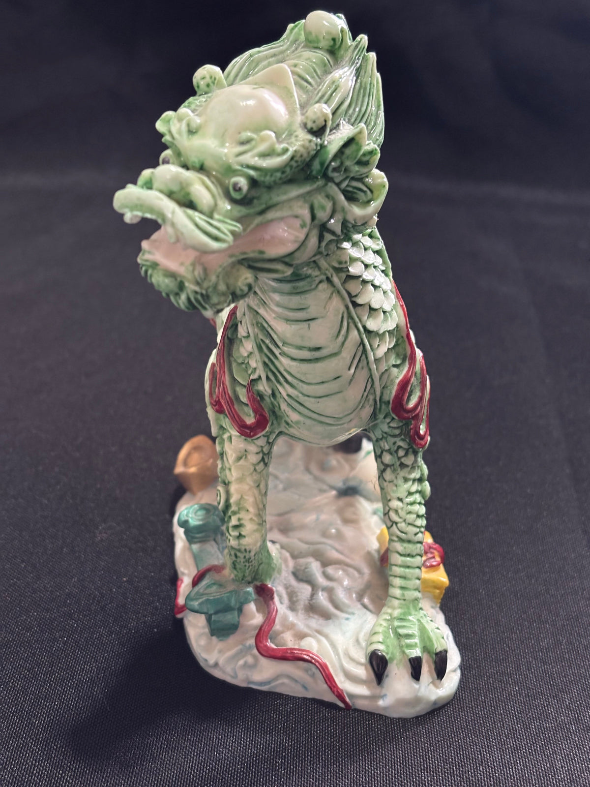 Vintage Qilin (Kirin) Riding the Auspicious Clouds – Resin Figurine