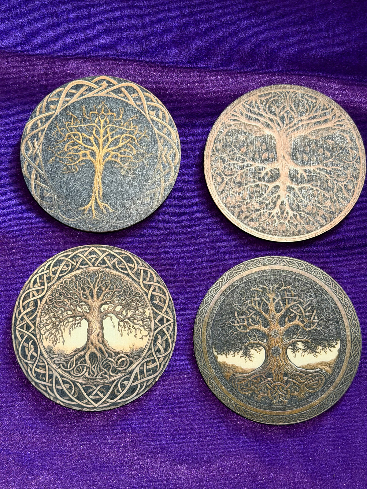 Tree of Life Wooden Coasters – Set of Four