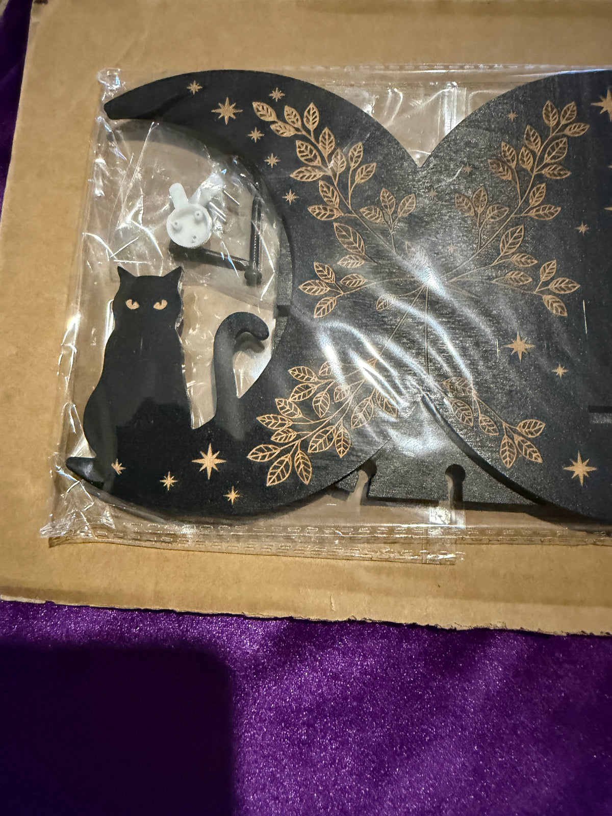 Triple Moon & Black Cats Hanging Crystal Shelf