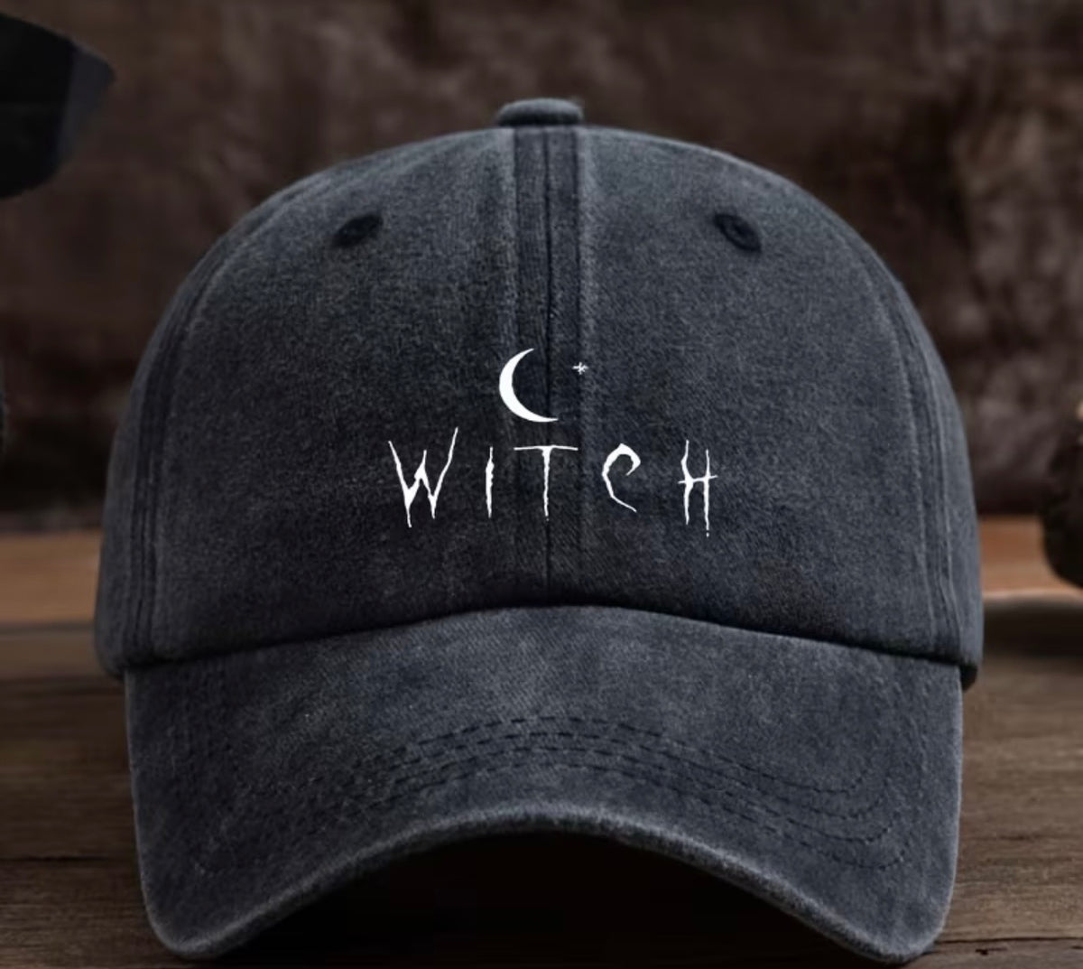 Black Witch Crescent Moon Unisex Adjustable Baseball Cap