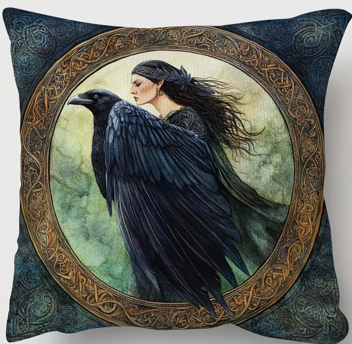 The Morrigan – Raven Goddess Velvet Cushion Cover