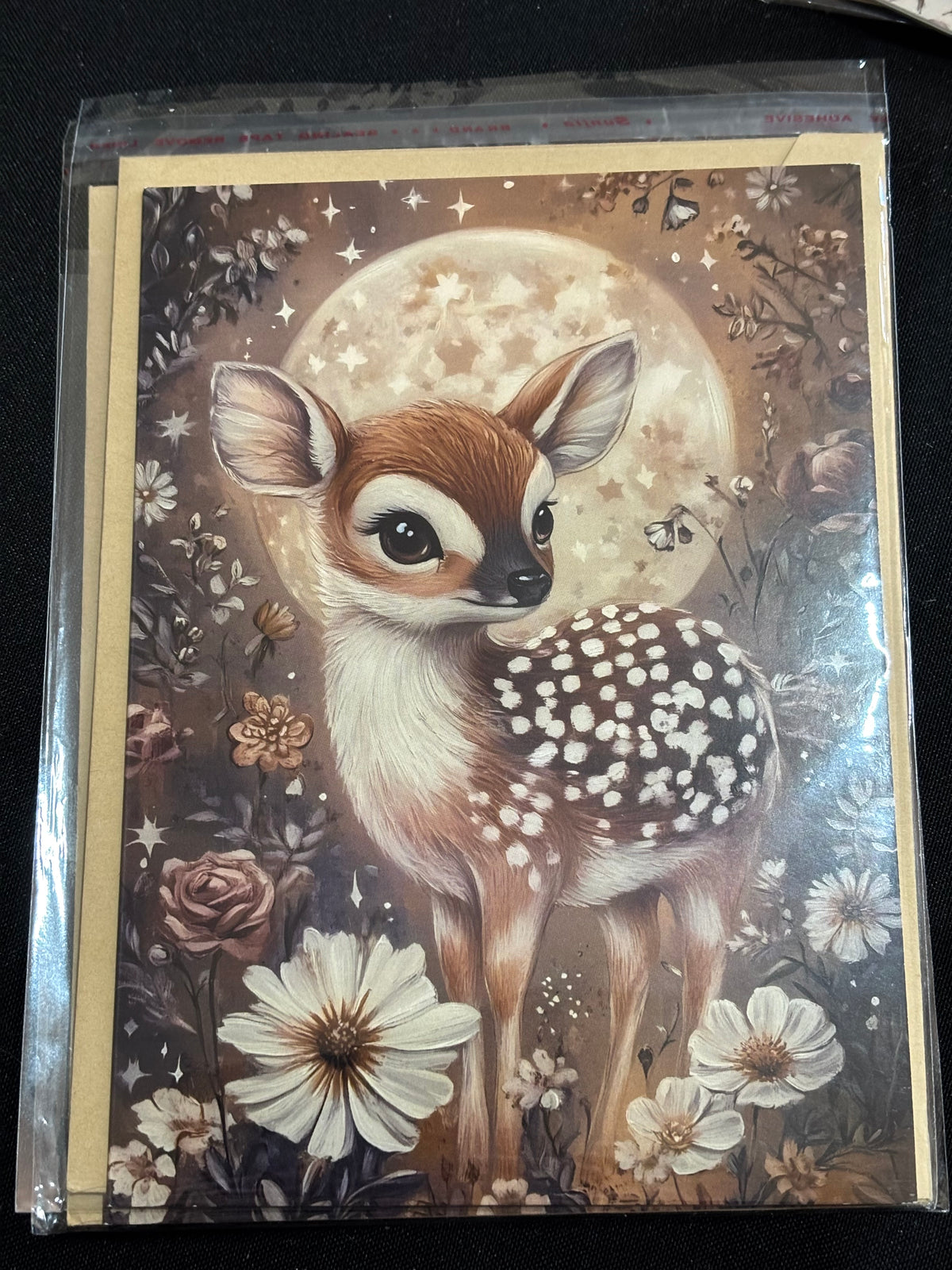 Moonlit Fawn – Forest Friends Large Greeting Card