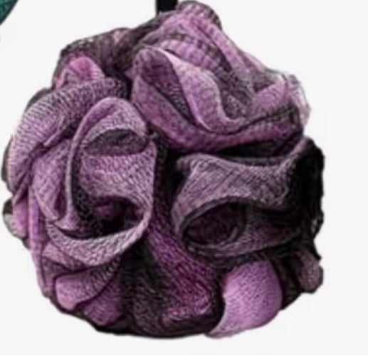 Purple and Black Exfoliating Bath Scrunchie