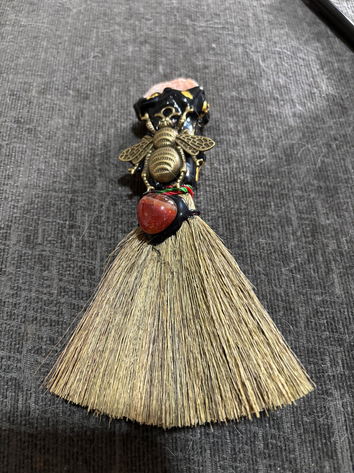 Peach Moonstone & Carnelian Bee Altar Broom