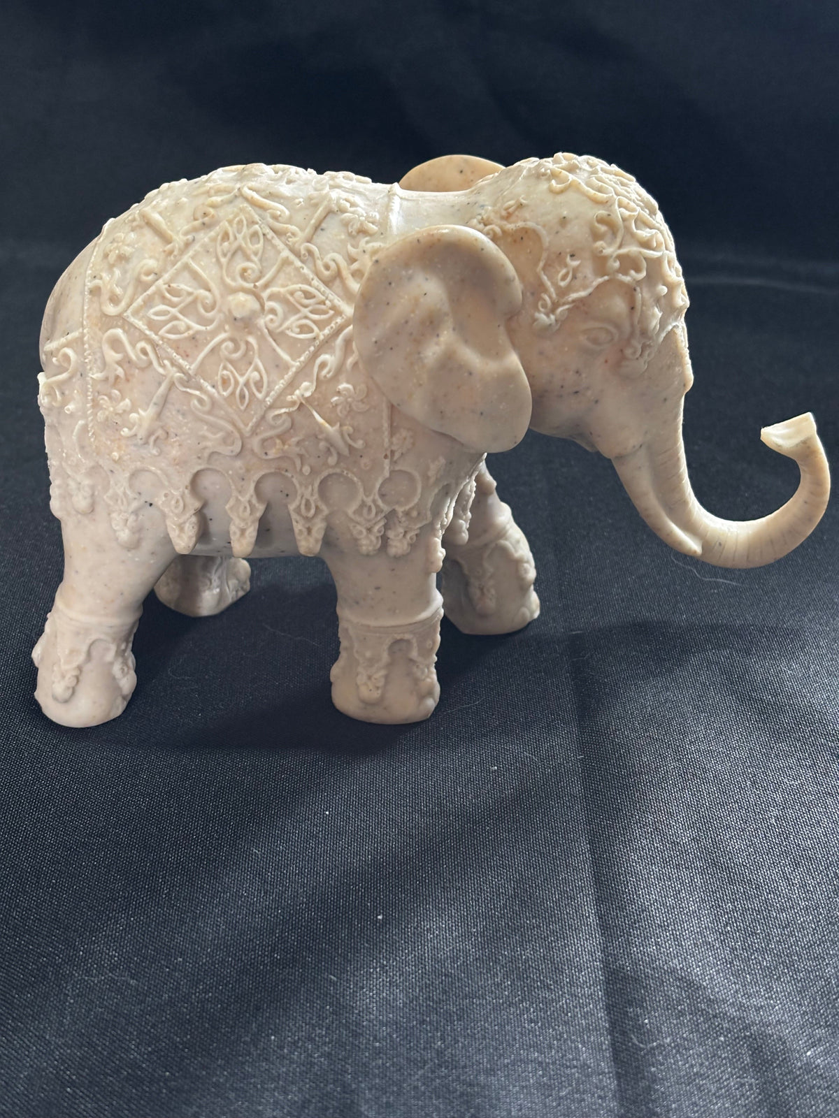 Vintage Ornate Faux-Ivory Ceremonial Elephant