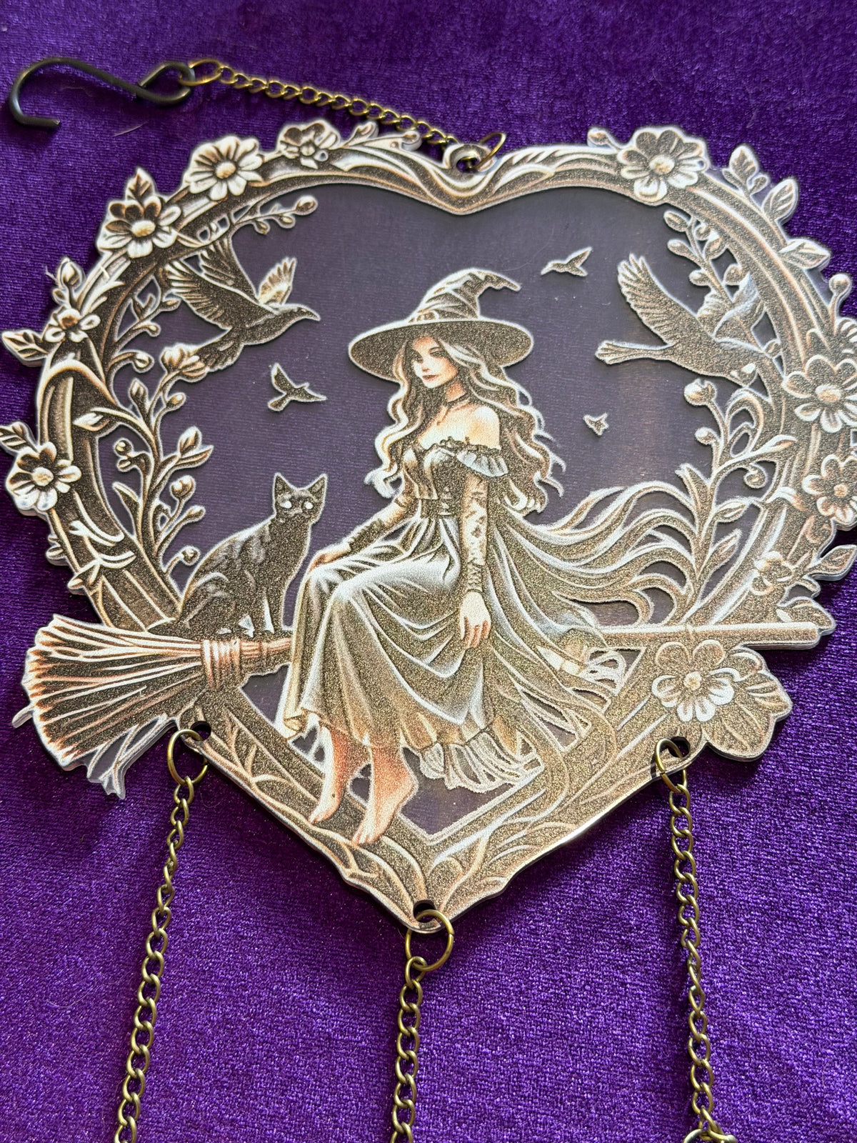 Witch & Familiar Triple Bell Wind Chime