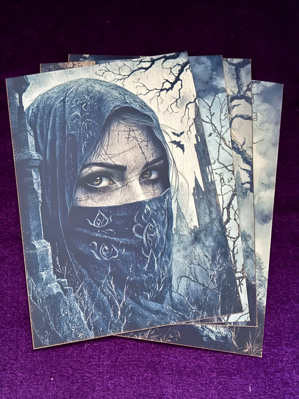 Gothic Moonlit Ruins Mini Print Set – Set 5