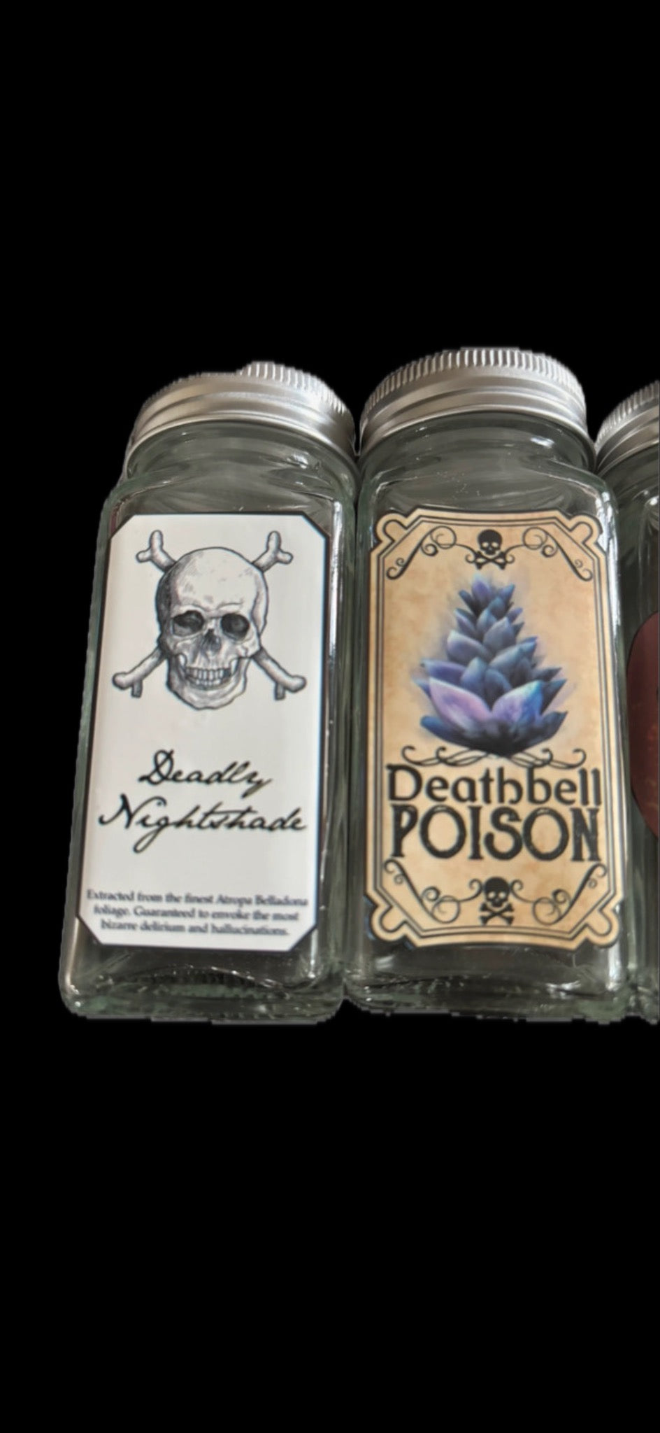 Set of 6 Witch’s Apothecary Glass Spice Jars