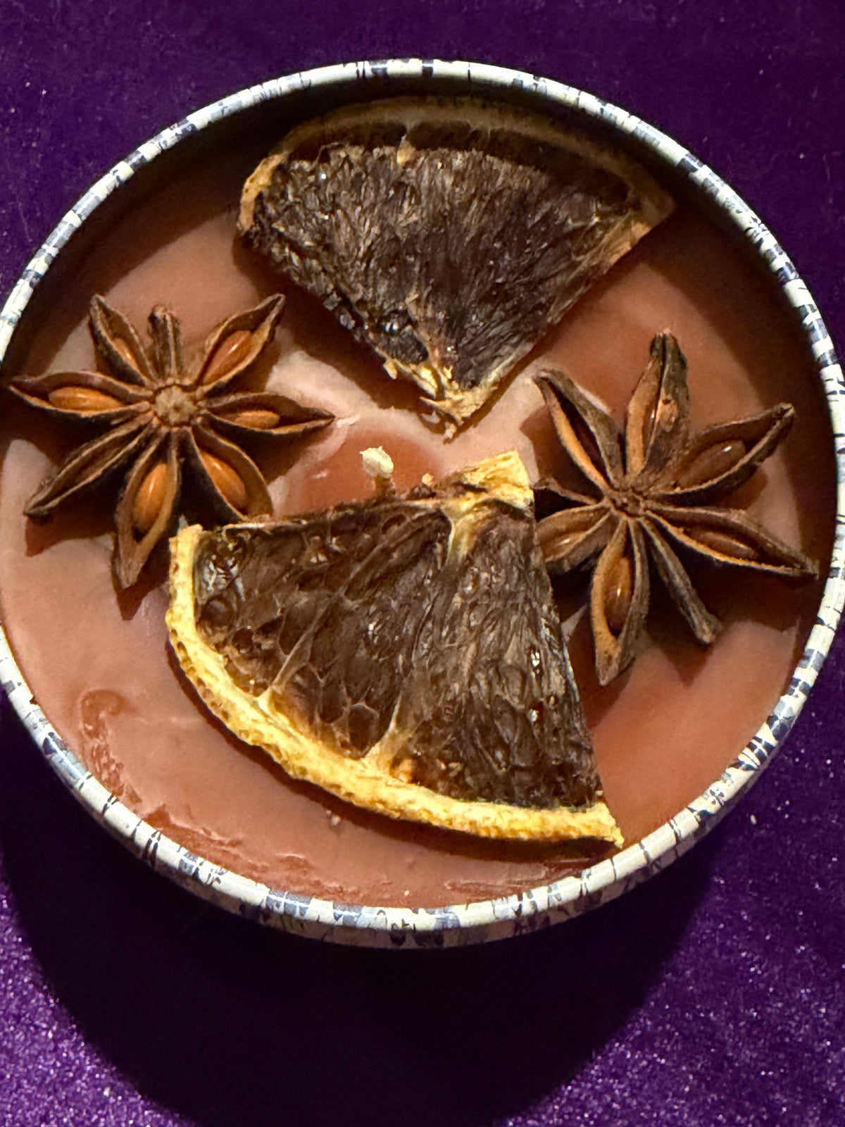 Dragon’s Blood Candle with Dried Orange & Star Anise