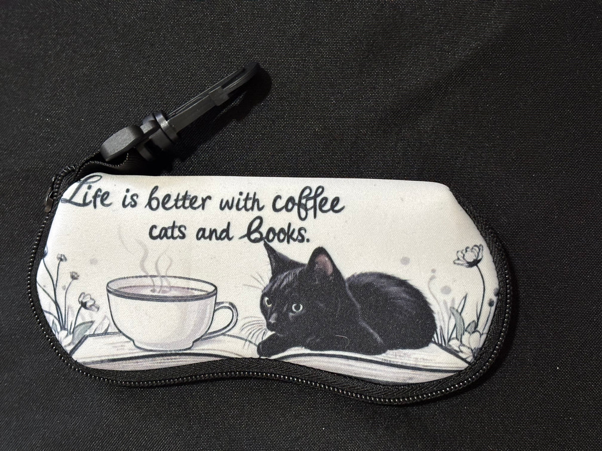 Shockproof Glasses Case – Clip-On Sunglasses Case Cat’s & Books