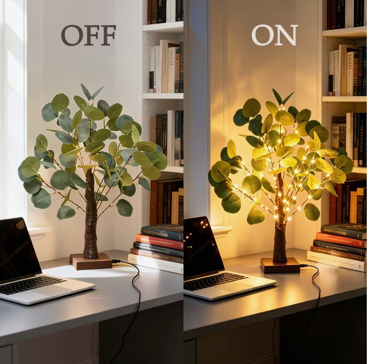 Illuminated Eucalyptus Tree Lamp – 55cm