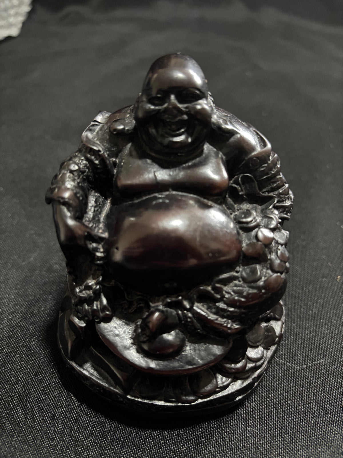 Large Heavy Vintage Laughing Buddha Resin Figurine