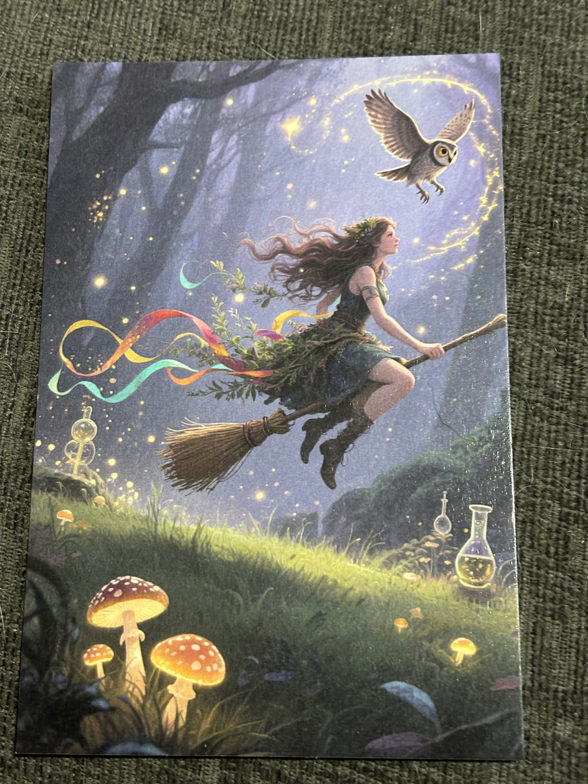 Witch & Familiar A6 Postcard Set – Gothic Fantasy Art Prints – Magical Forest Witch Cards (Set of 4)