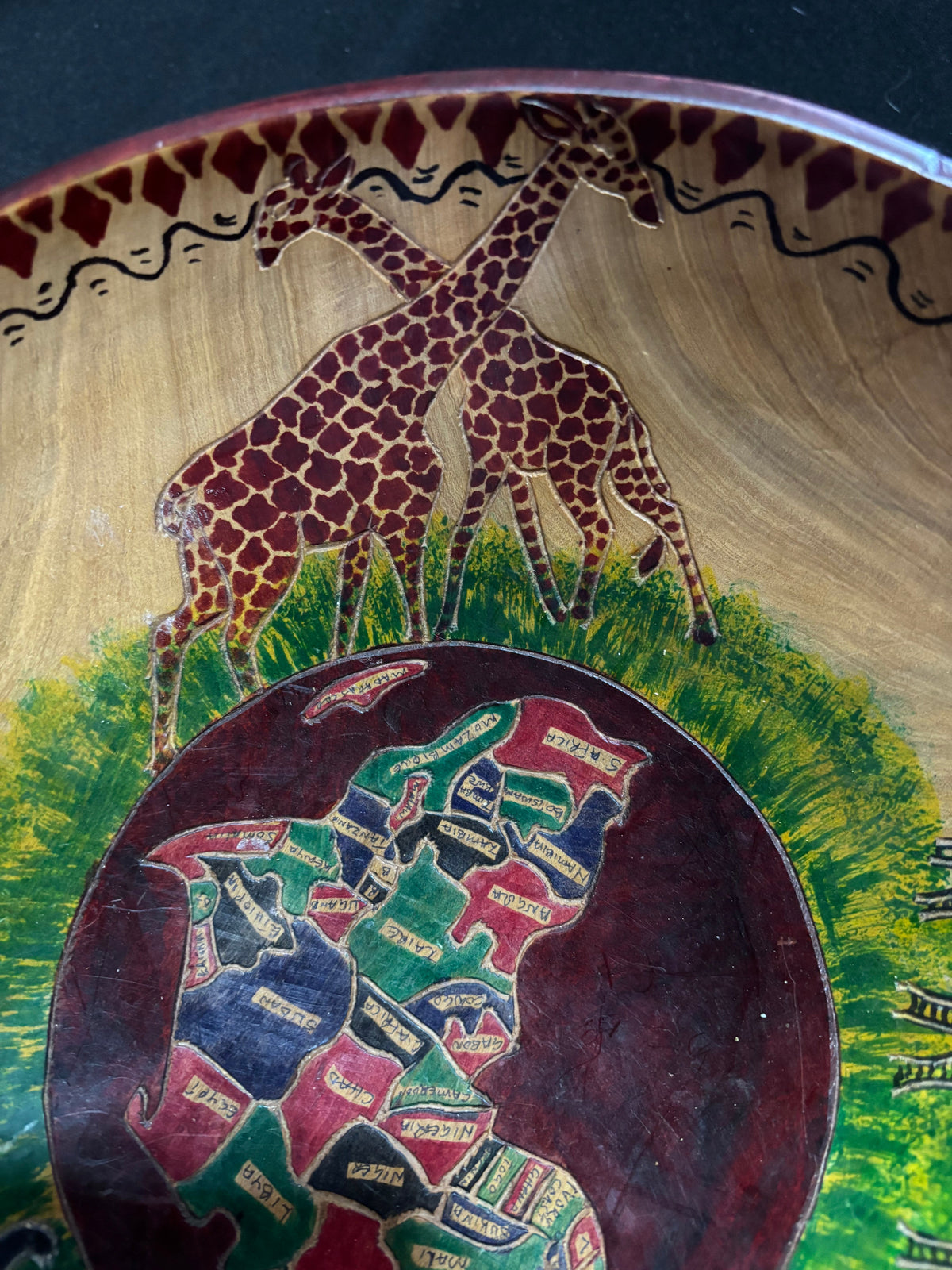 Large Hand-Carved Zimbabwean Wooden Safari Bowl
