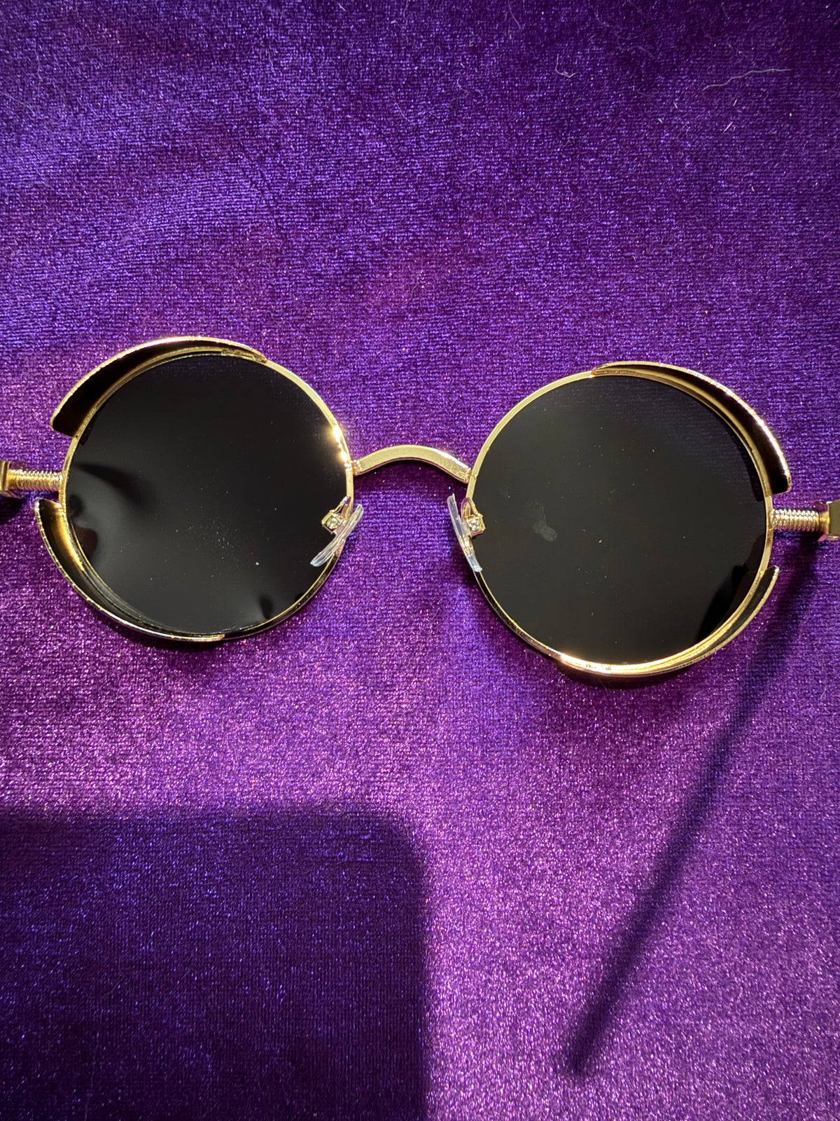 Gold Gothic Round Anti-Glare Sunglasses