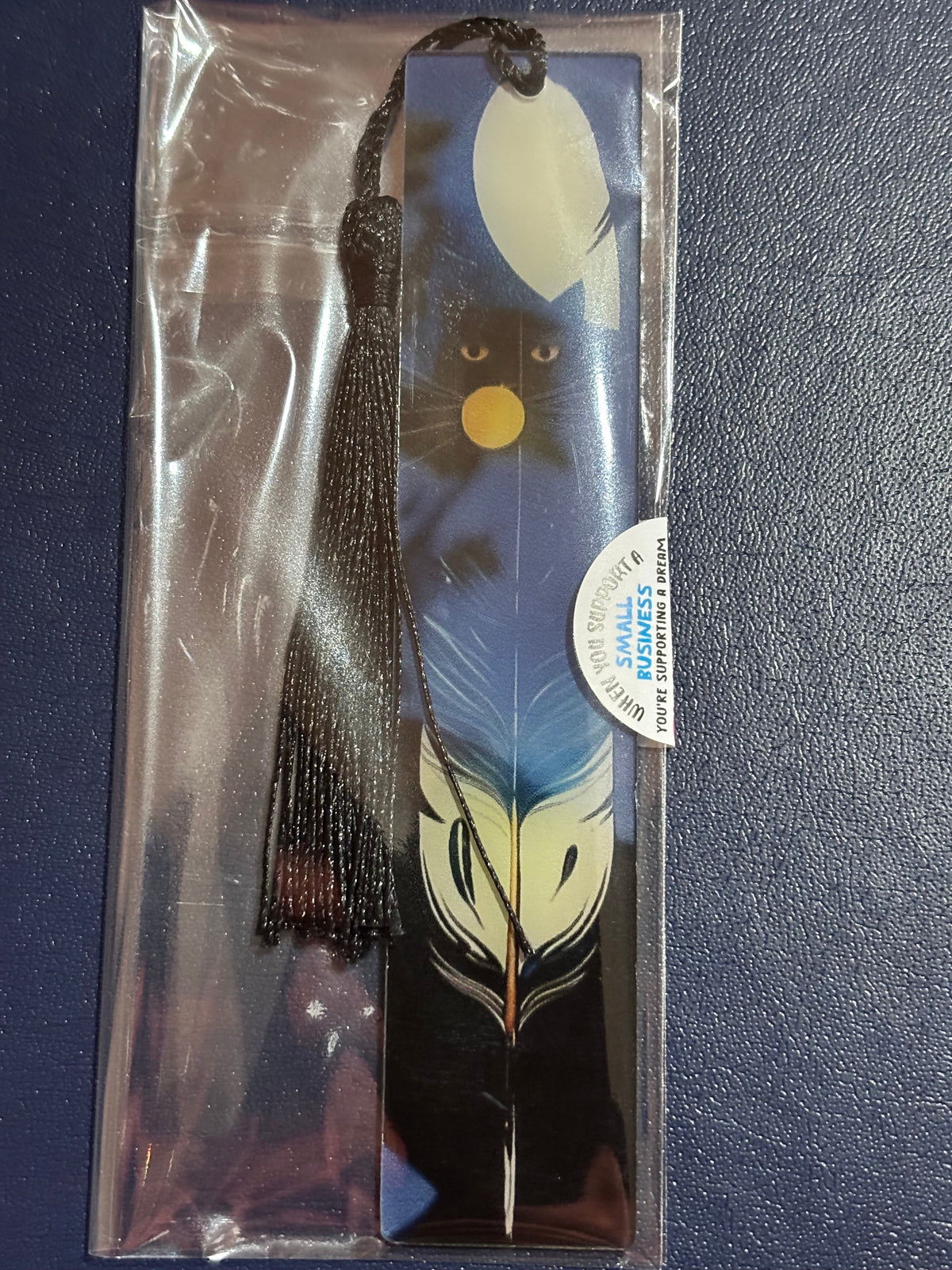 Cats & Feathers Acrylic Bookmark with Silk Tassel