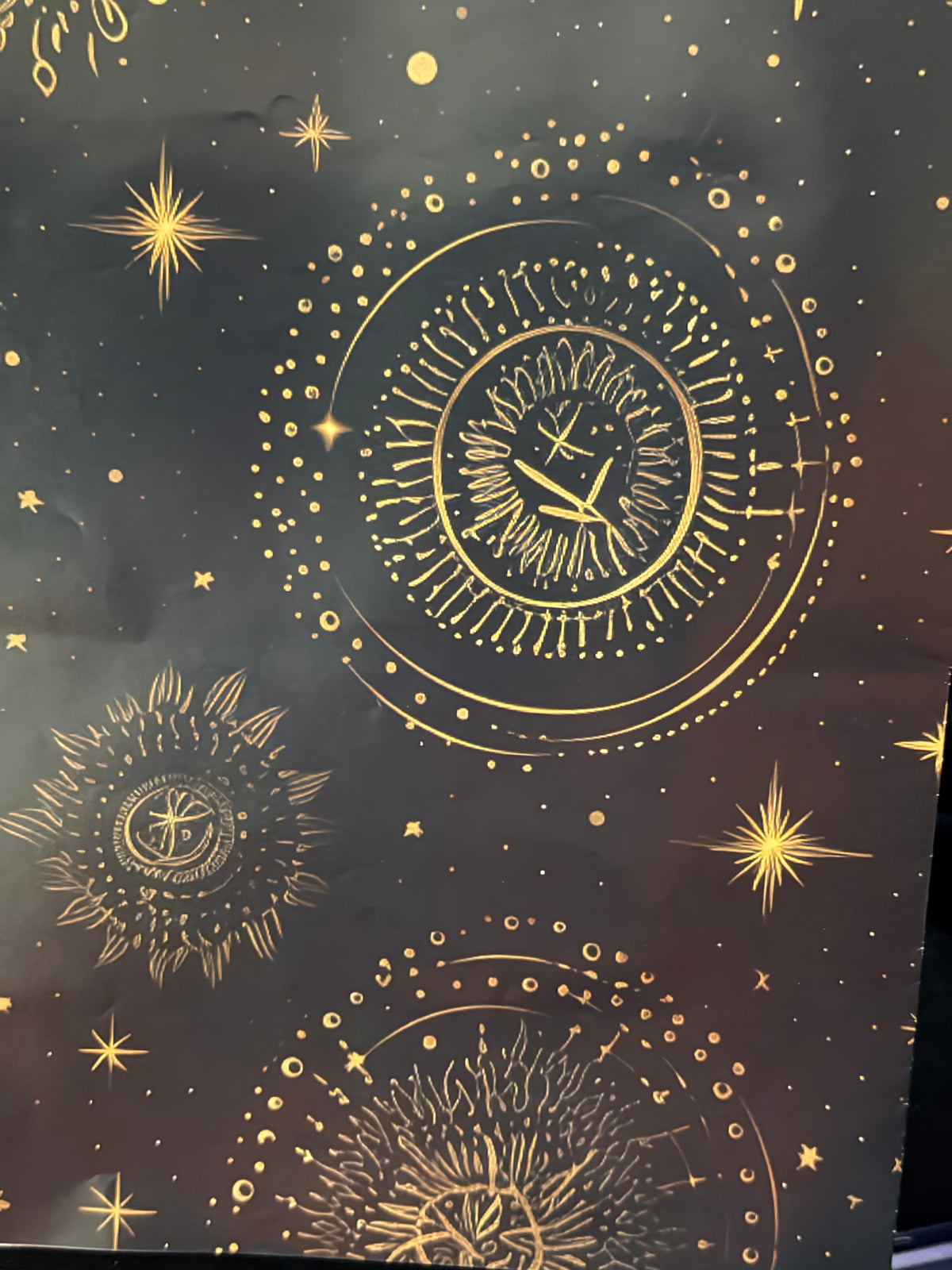Black Galaxy – Golden Celestial Orbits Premium Wrapping Paper