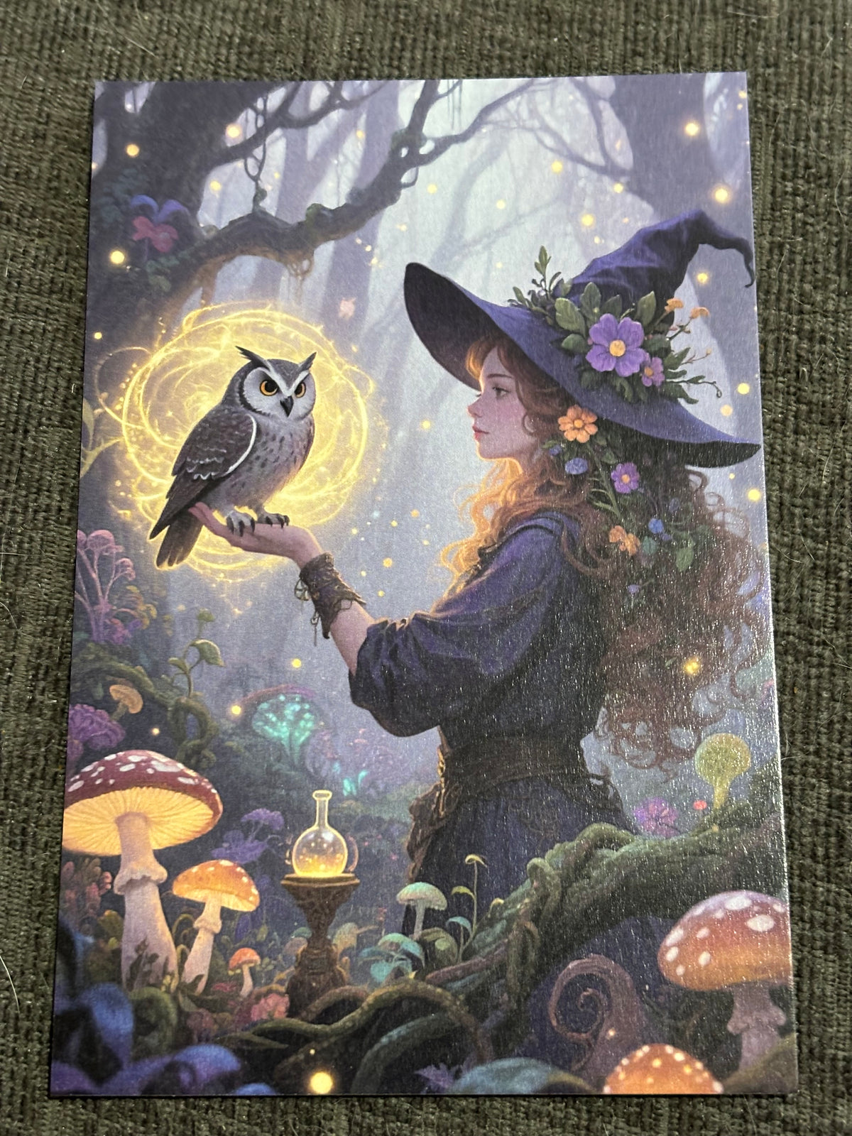 Witch & Familiar A6 Postcard Set – Gothic Fantasy Art Prints – Magical Forest Witch Cards (Set of 4)